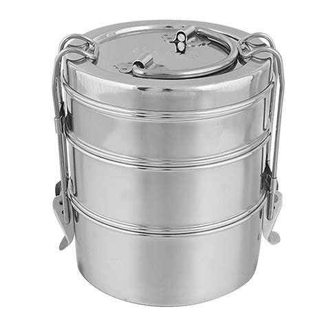 steel round tiffin box|steel tiffin box 3 container.